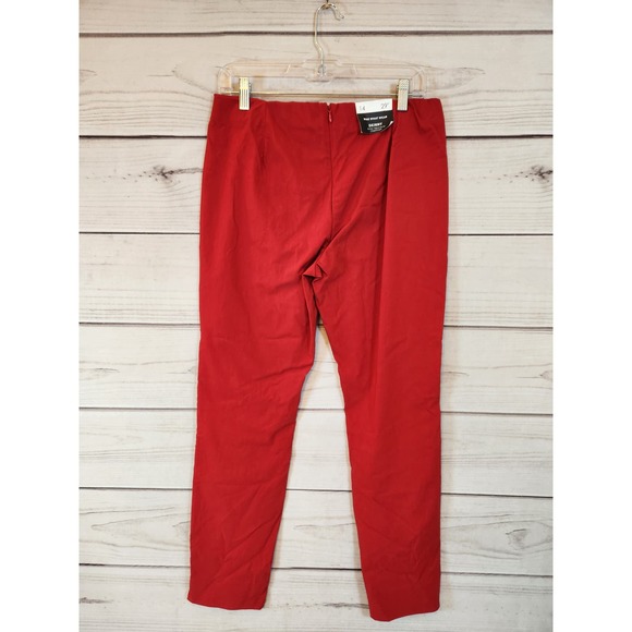 Who What Wear‎ Women's Red Solid Stretch Mid Rise Skinny Cropped Pants Size 14 - Picture 2 of 7